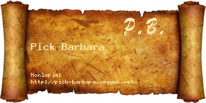 Pick Barbara névjegykártya